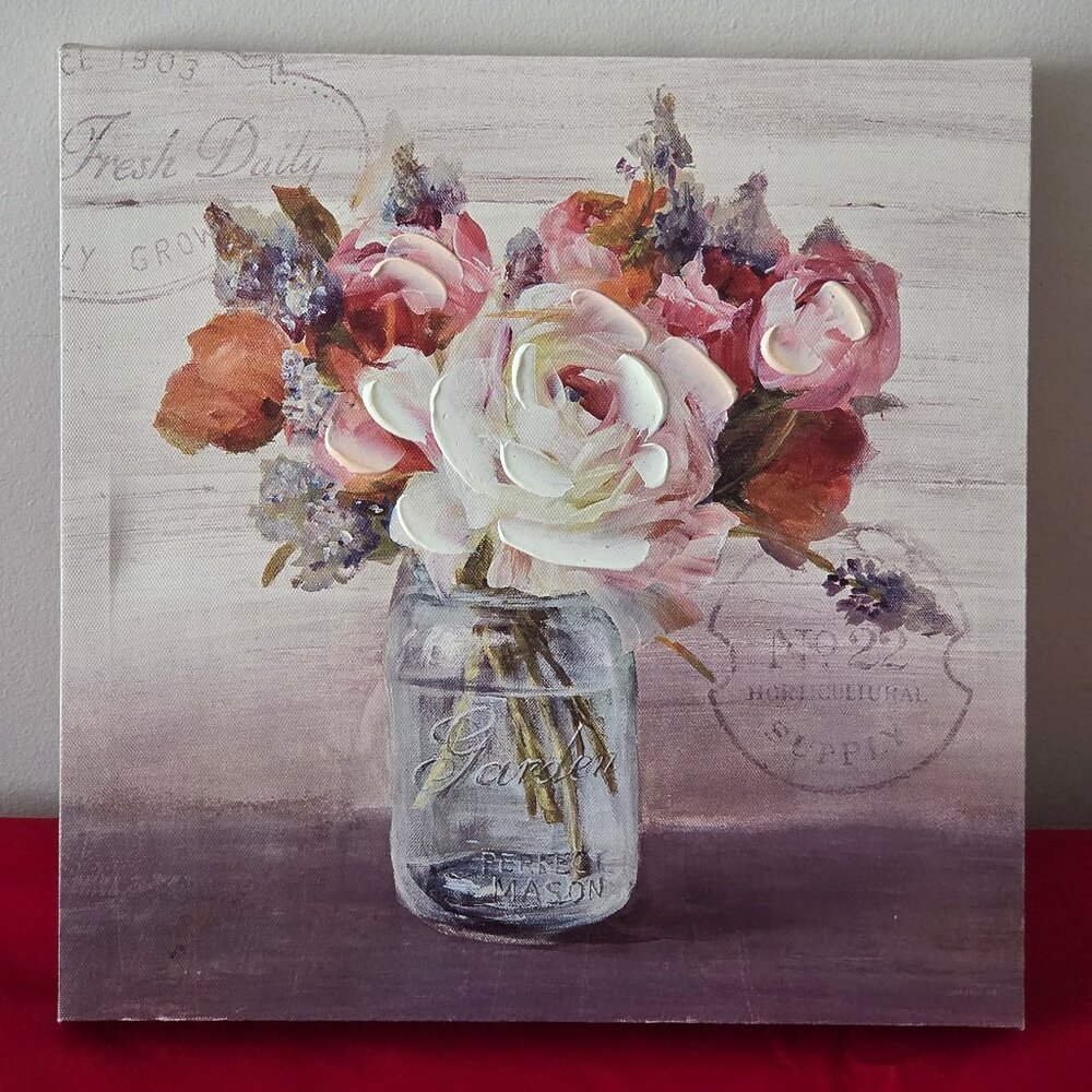 BEAUTIFUL PAINTING, FLOWERS IN A JAR!!!